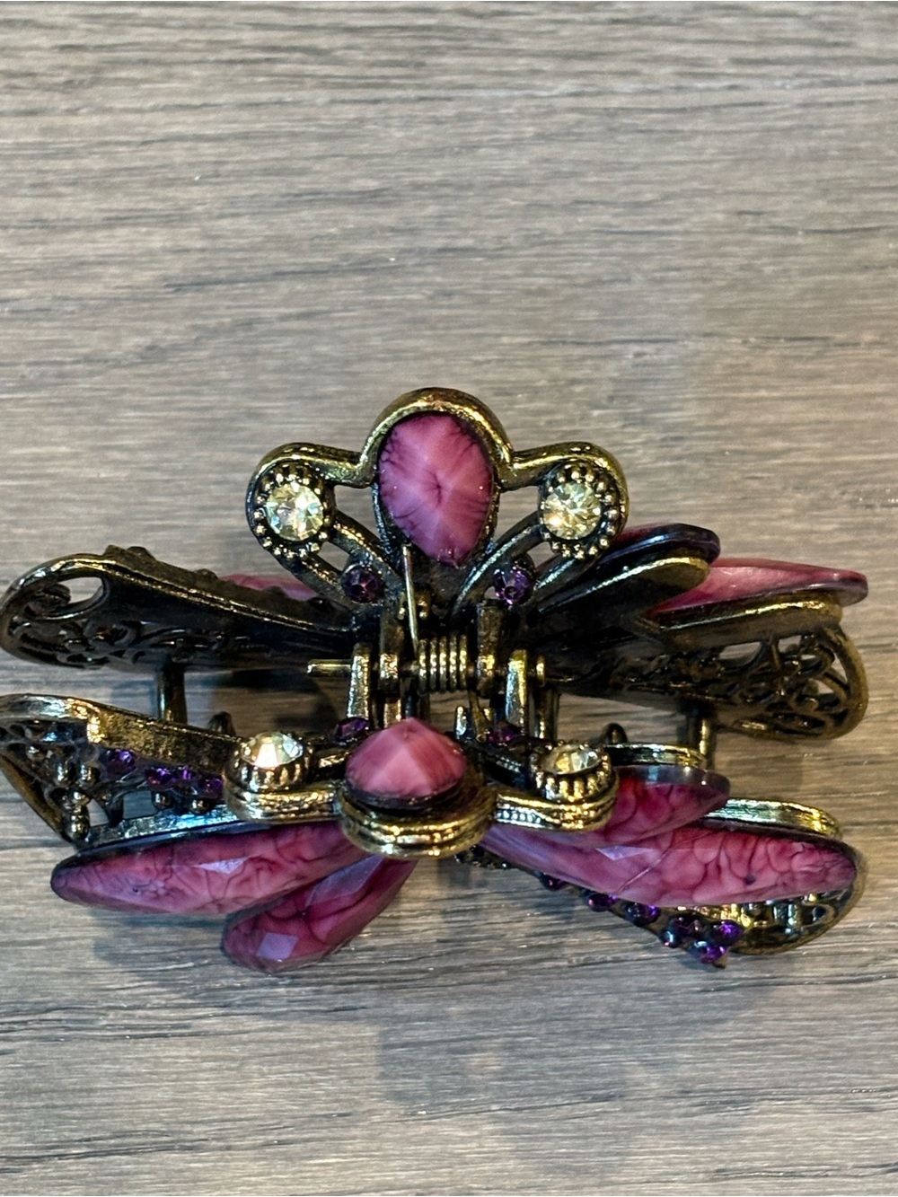 Pink Dragonfly Hair Clip for Women - Decorative Metal Accessory - Picture 5 of 12
